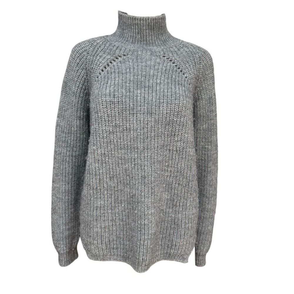 Gerard Darel Paris gray wool/alpaca blend turtleneck ribbed knit sweater sz 2/M
